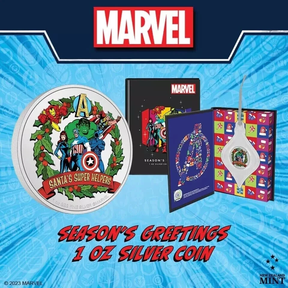 Picture of 2023 Niue Marvel Avengers Season’s Greeting 1 oz Colorized Proof Silver Coin