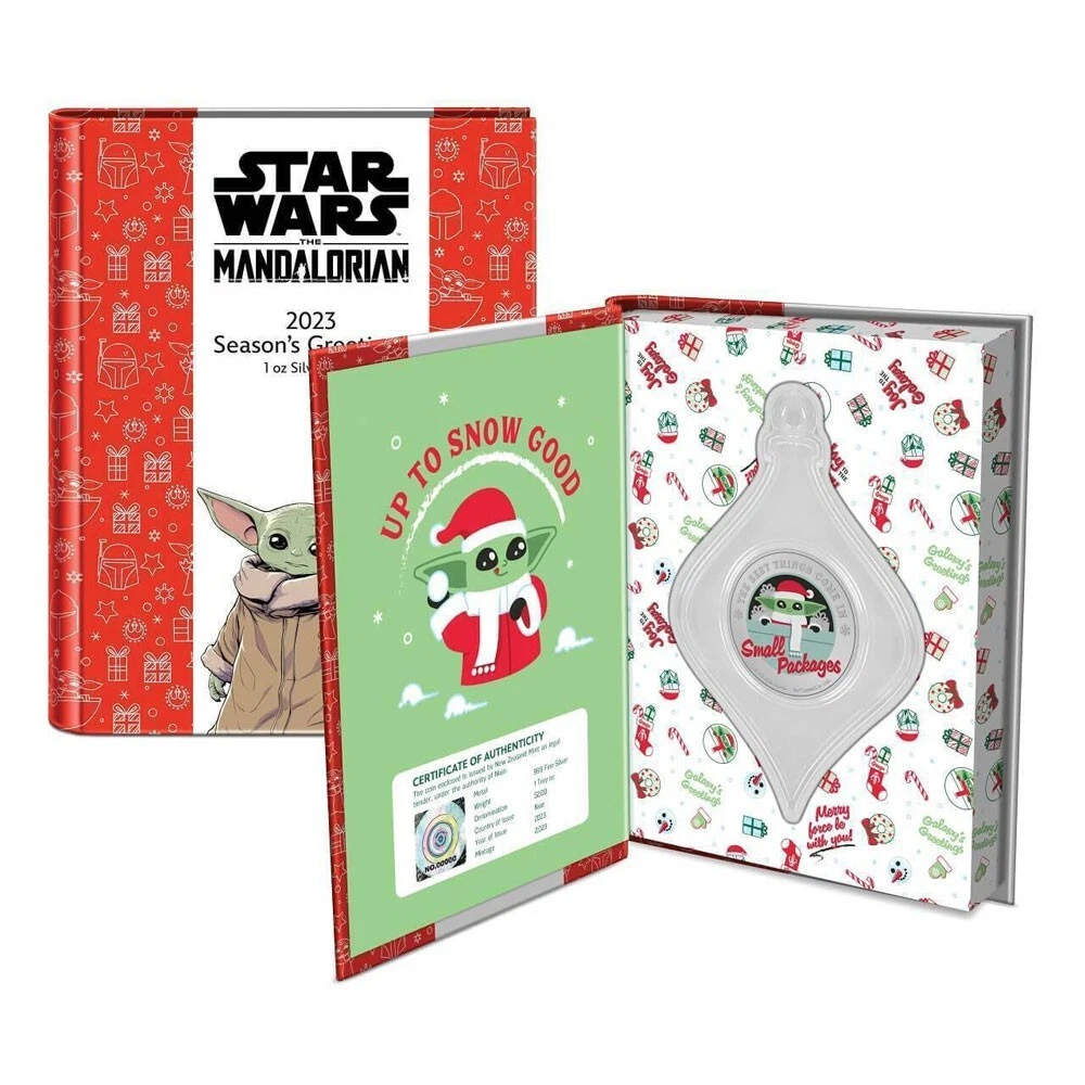 Picture of 2023 Niue Star Wars Mandalorian Grogu Season’s Greetings 1 oz Silver Proof Coin