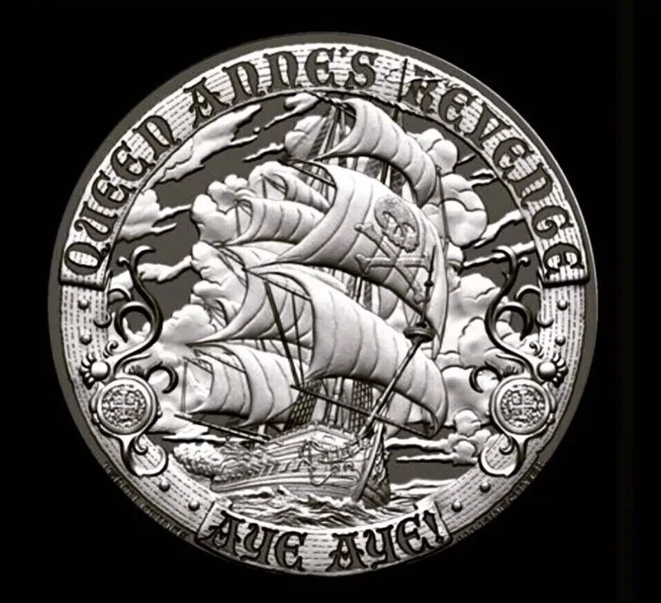 Picture of Mason Mint Blackbeard Avast Ye! Queen Anne's Revenge 1 oz Antique Silver Round