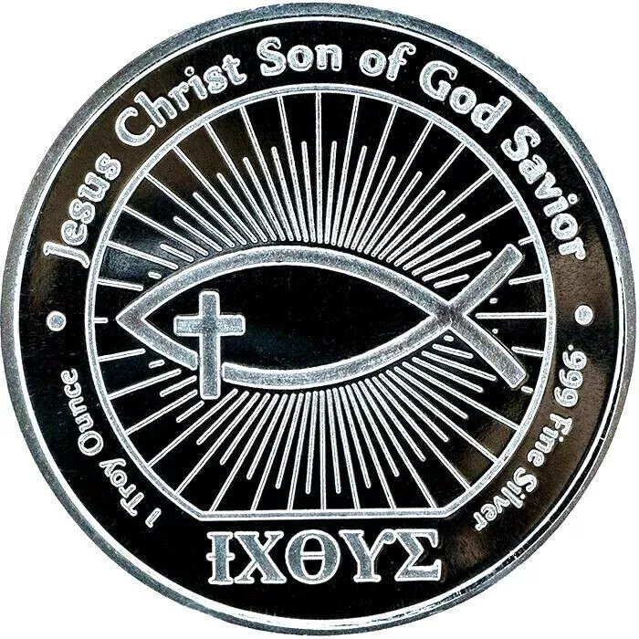 Picture of Mason Mint Ichthus John 3:16 Jesus Christ Fish 1 oz Silver Round