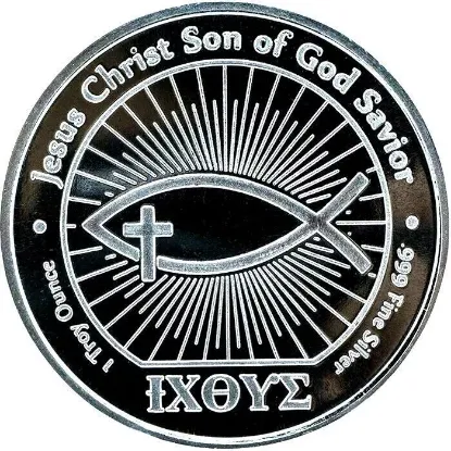 Picture of Mason Mint Ichthus John 3:16 Jesus Christ Fish 1 oz Silver Round