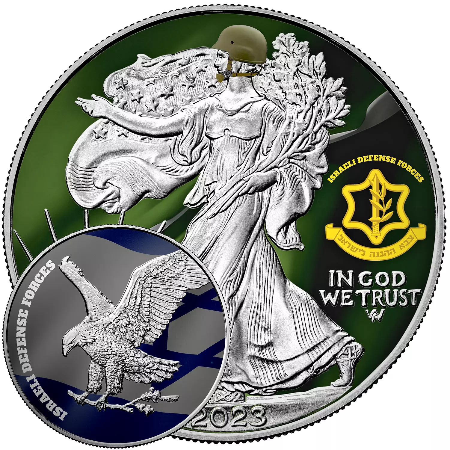 Picture of Israel Defense Colorized American Eagle (ASE) 1 oz Silver Coin