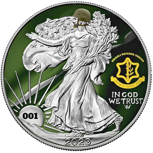 Picture of Israel Defense Colorized American Eagle (ASE) 1 oz Silver Coin