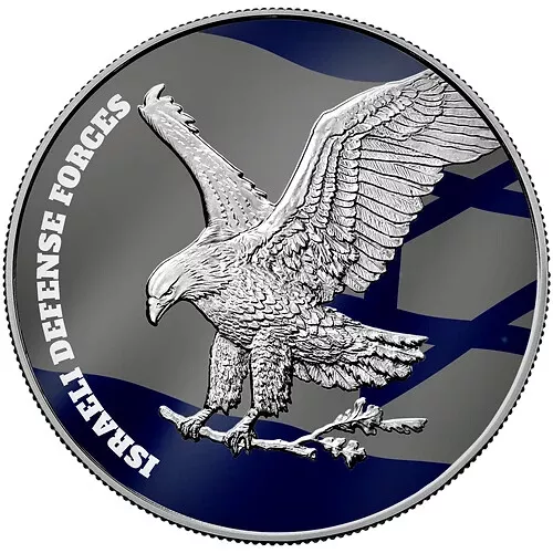 Picture of Israel Defense Colorized American Eagle (ASE) 1 oz Silver Coin
