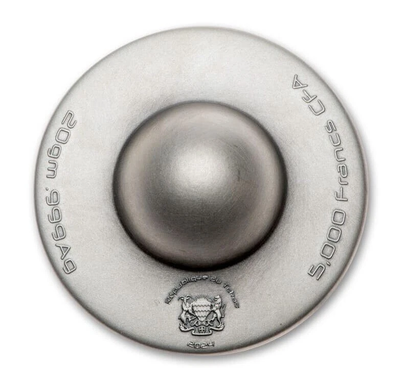 Picture of 2024 Shanghai New Century Mint Levitating UFO Shaped 20 Gram Silver Coin of Chad