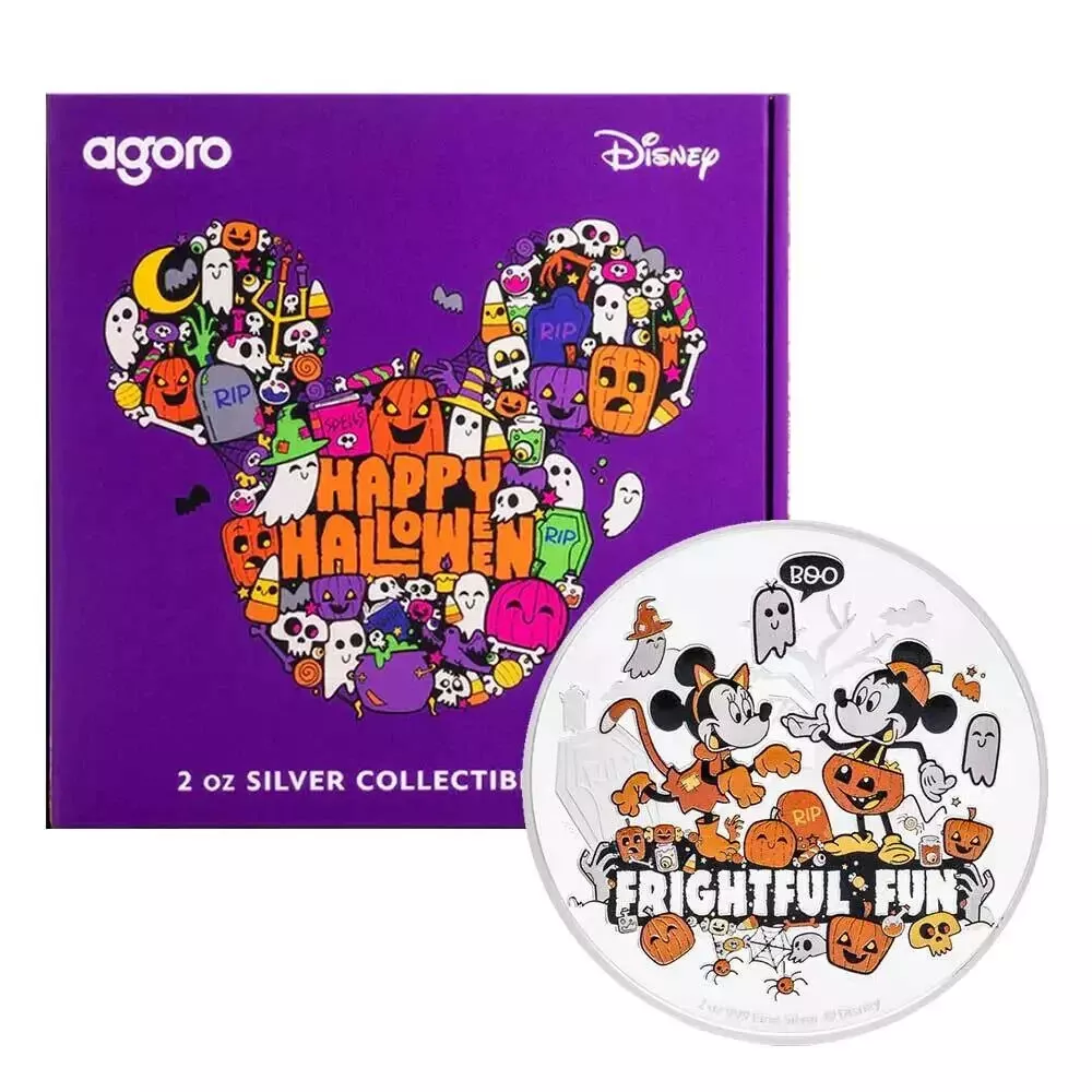 Picture of 2024 Agoro Disney Frightful Fun - Happy Halloween 2 oz Colorized Silver Coin