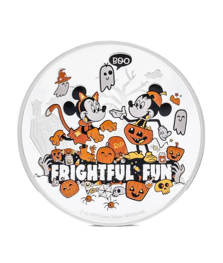 Picture of 2024 Agoro Disney Frightful Fun - Happy Halloween 2 oz Colorized Silver Coin