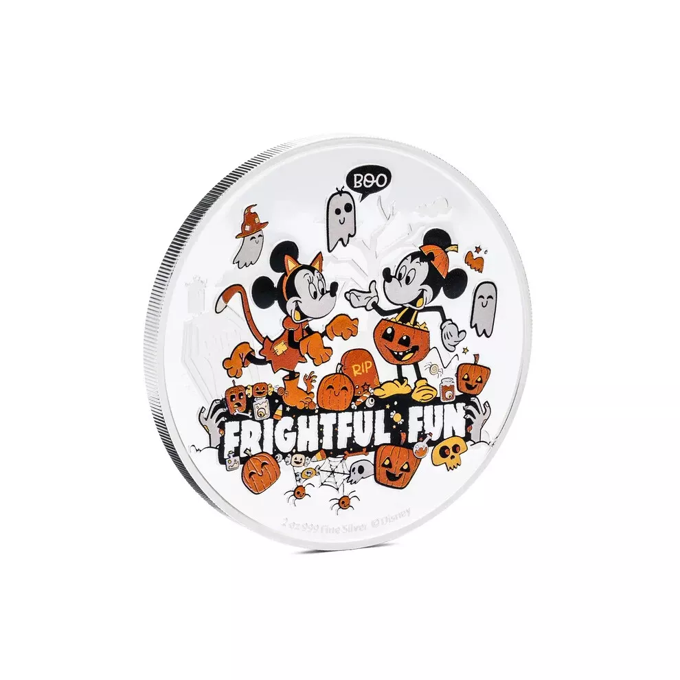 Picture of 2024 Agoro Disney Frightful Fun - Happy Halloween 2 oz Colorized Silver Coin