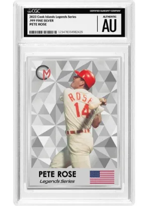 Picture of 2023 Celebrity Mint Pete Rose Pure Silver Trading Coin w/ Cosmos Mint Hits
