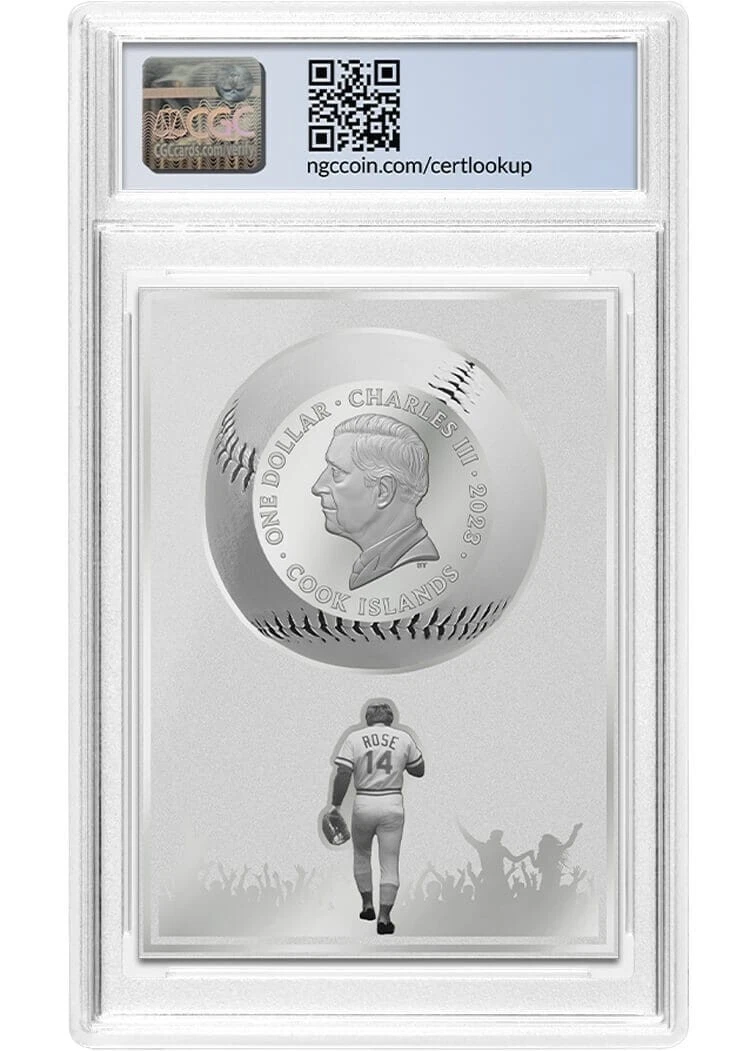 Picture of 2023 Celebrity Mint Pete Rose Pure Silver Trading Coin w/ Cosmos Mint Hits