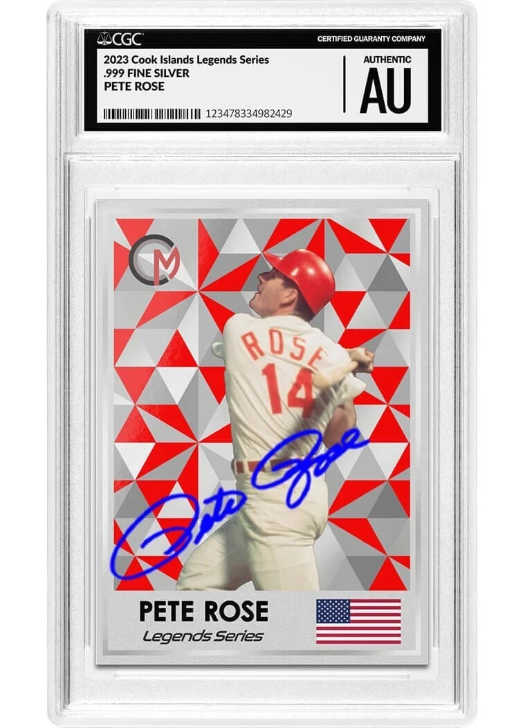 Picture of 2023 Celebrity Mint Pete Rose Pure Silver Trading Coin w/ Cosmos Mint Hits