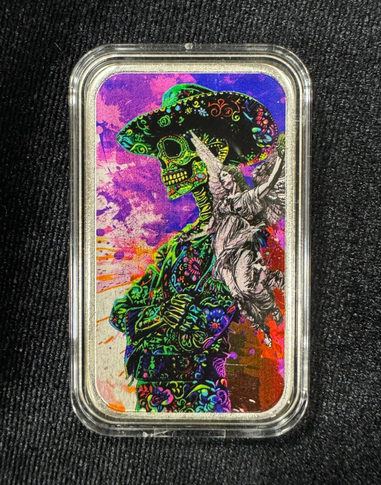 Picture of 2024 Libertad En La Muerte 1 oz Colorized Silver Bar - In Capsule w/ Coa