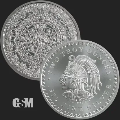 Picture of Golden State Mint (GSM) Aztec Mayan Calendar 2 oz Silver Round