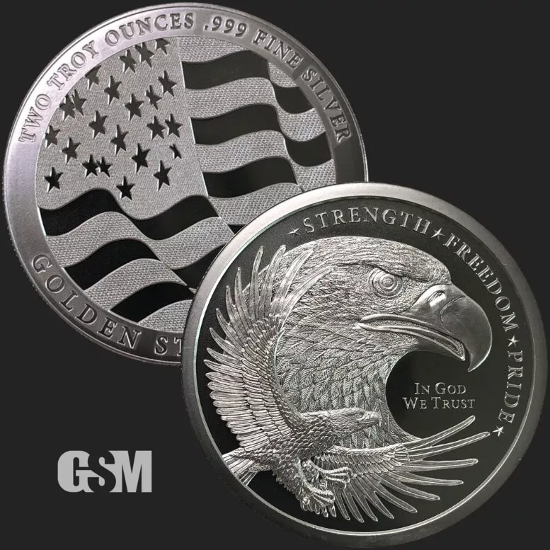 Picture of Golden State Mint (GSM) Double Eagle 2 oz Silver Round