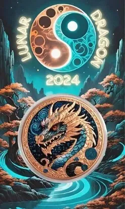 Picture of 2024 Lunar Year of the Dragon 33 Gram Colorized Copper Round - Sealed