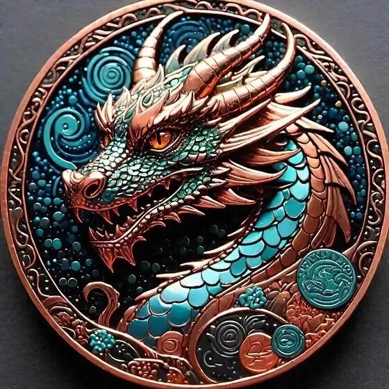 Picture of 2024 Lunar Year of the Dragon 33 Gram Colorized Copper Round - Sealed