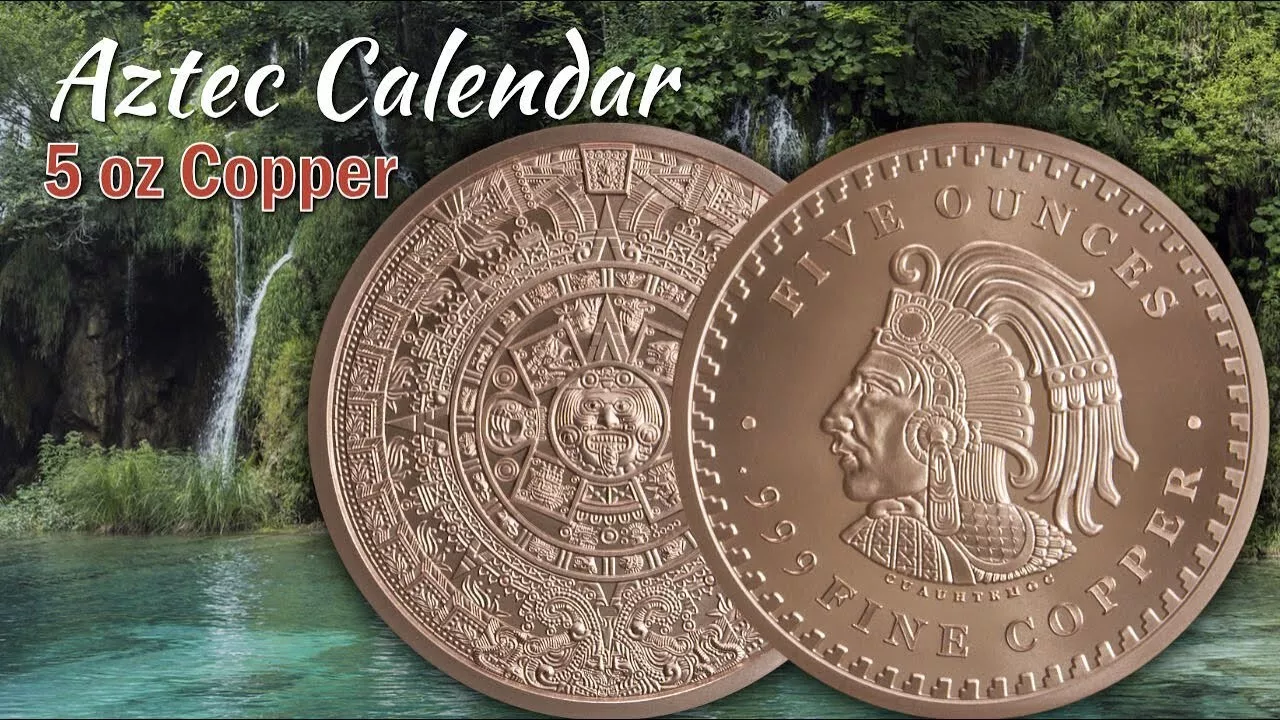 Picture of Golden State Mint (GSM) Aztec Mayan Calendar 5 oz Copper Round