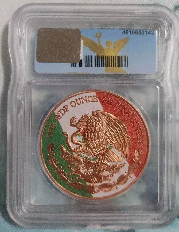 Picture of 2024 Mexico Libertad / Flag Onza 1 oz Colorized Copper Round ICG Graded MS 70