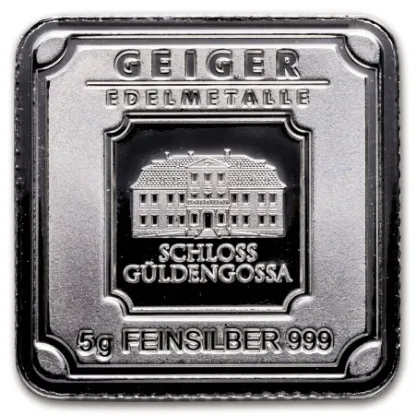 Picture of Geiger Edelmetalle Original 5 Gram Silver Square - Raw / Loose / No Capsule