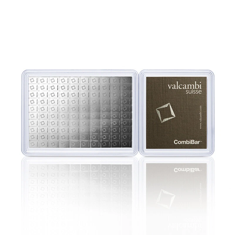 Picture of (Lot of 2) Valcambi 100 x 1 Gram Silver Bar CombiBar (100 Grams) - In Assay Card