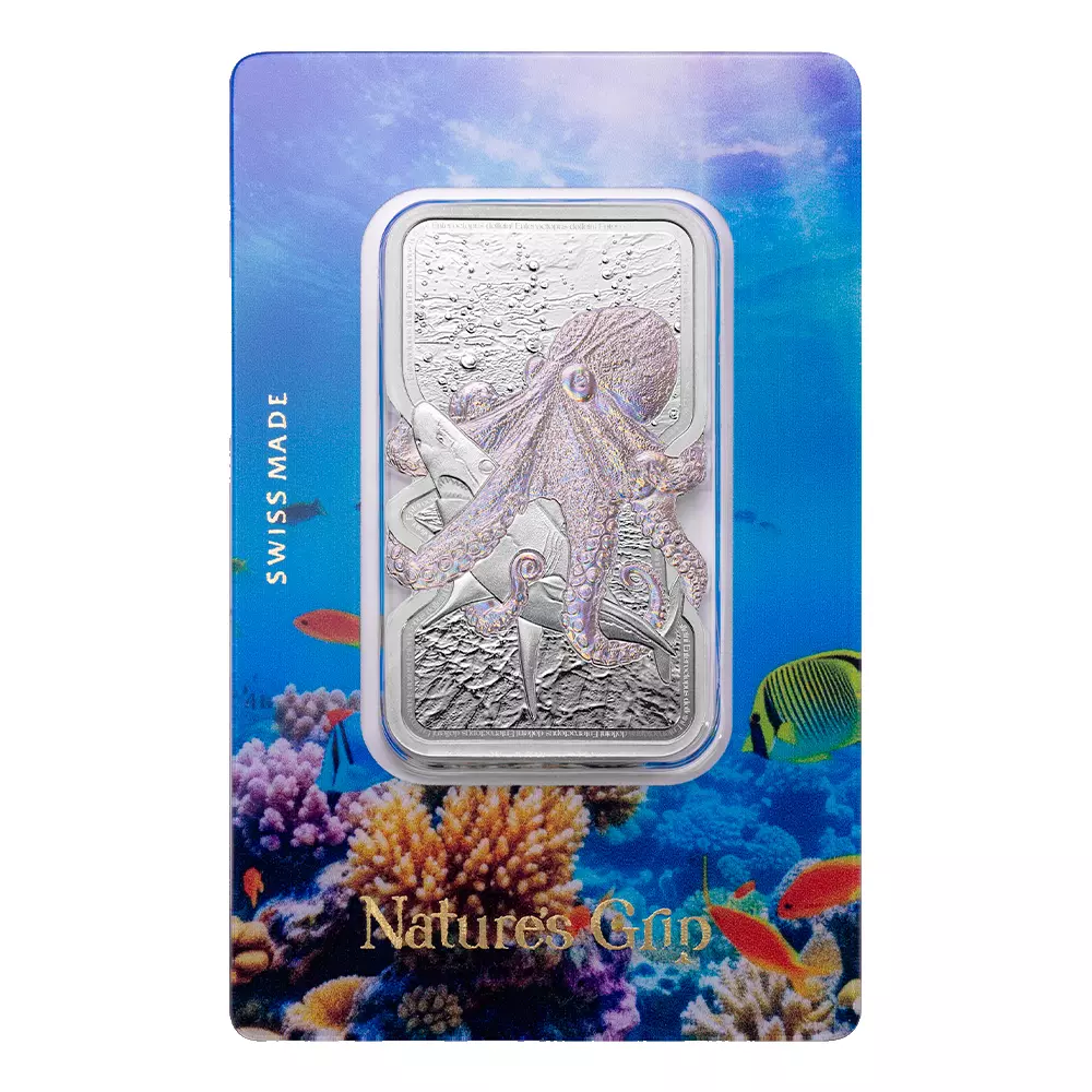 Picture of 2025 Pamp Suisse Nature's Grip Octopus 1 oz Holographic Silver Bar - In Assay