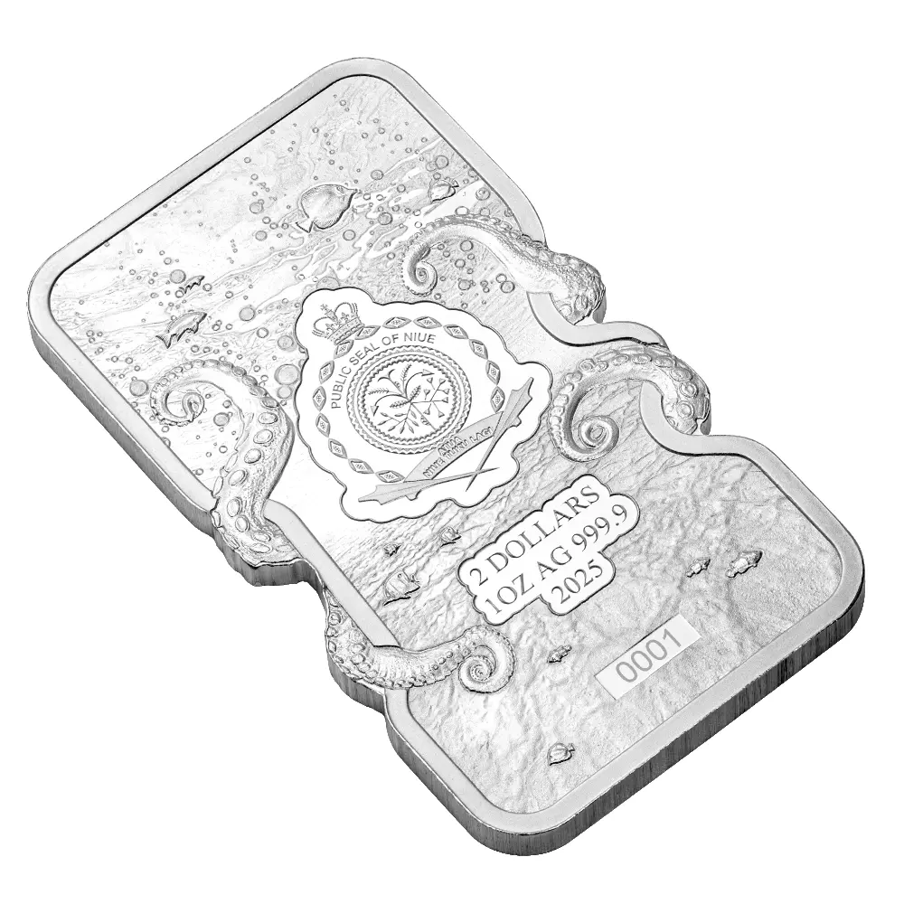 Picture of 2025 Pamp Suisse Nature's Grip Octopus 1 oz Holographic Silver Bar - In Assay