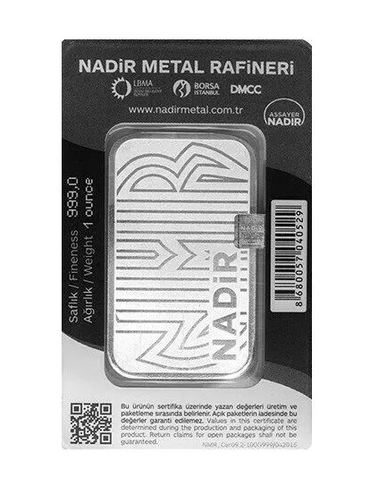 Picture of Nadir Metal Rafineri 1 oz Silver Bar - In Assay