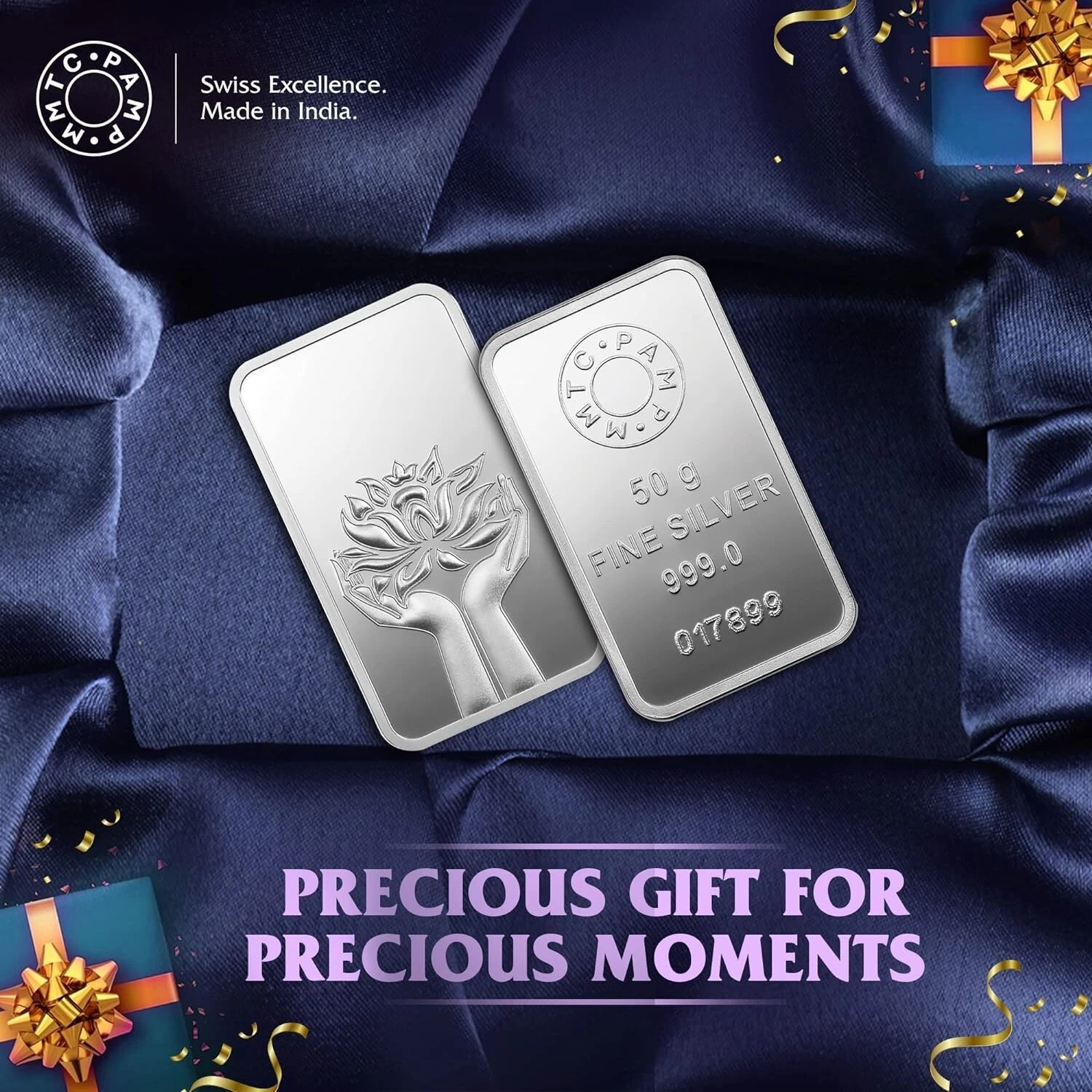 Picture of Pamp MMTC Lotus 50 Gram Silver Bar - In Assay