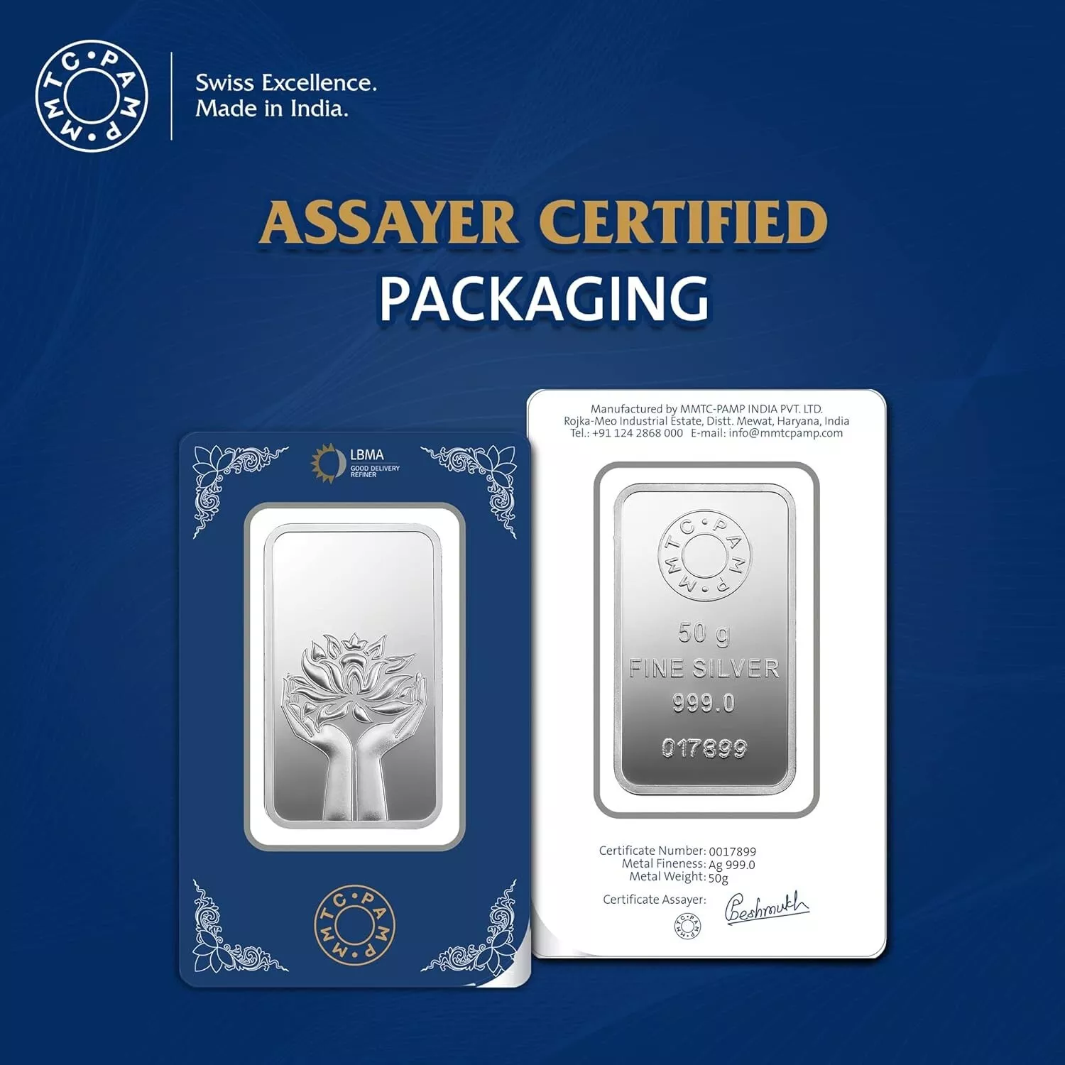 Picture of Pamp MMTC Lotus 50 Gram Silver Bar - In Assay