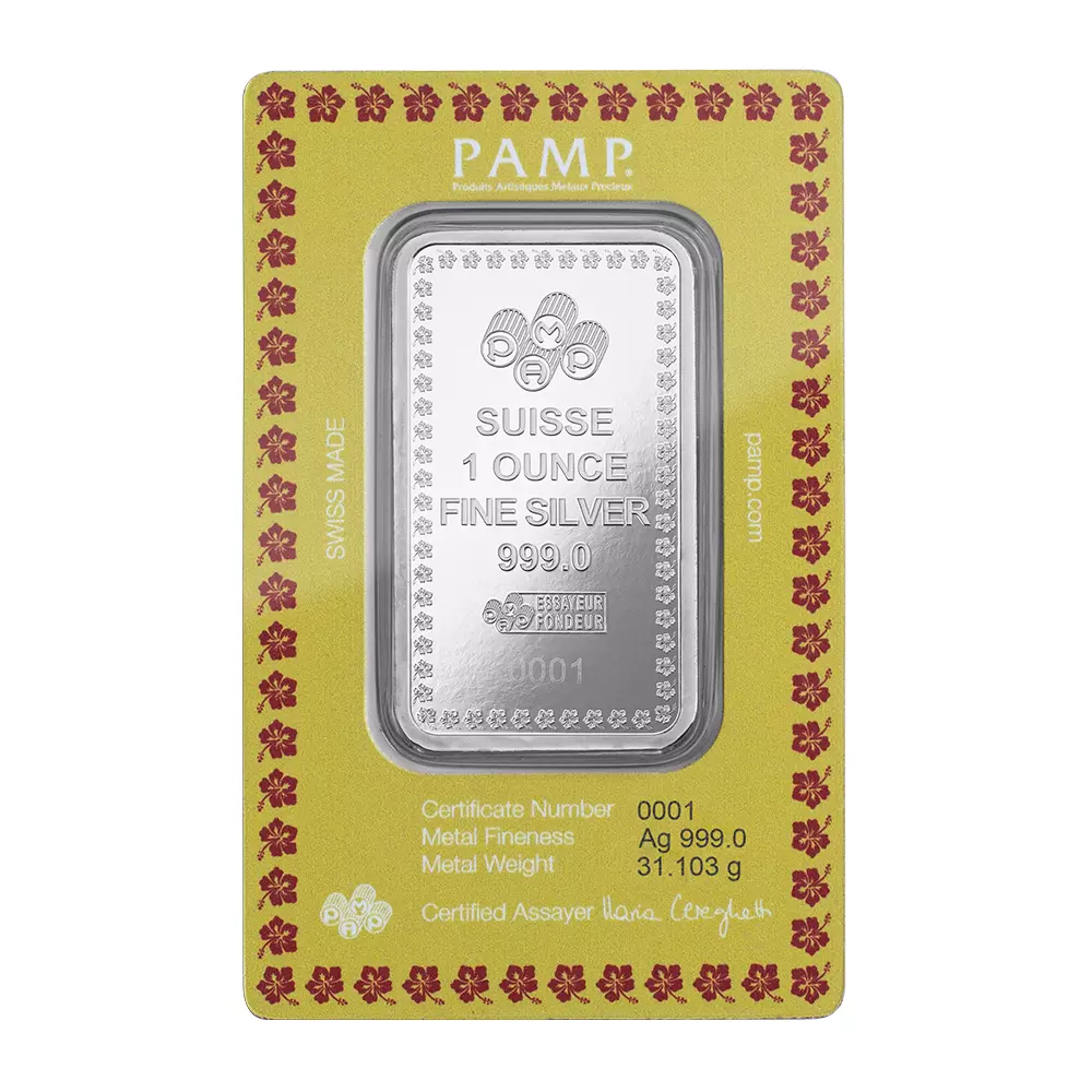 Picture of (Lot of 5) 2024 Pamp Diwali Lakshmi & Peacocks 1 oz Silver Bar - Assay / Sleeve
