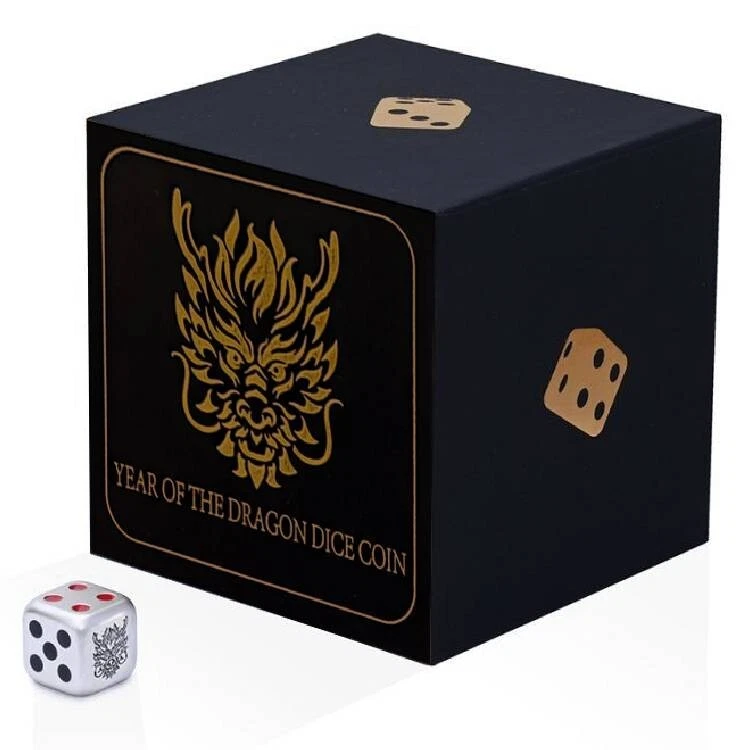 Picture of 2024 Fiji Year of the Dragon Rolling Dice 1 oz Colorized Antique Silver Coin