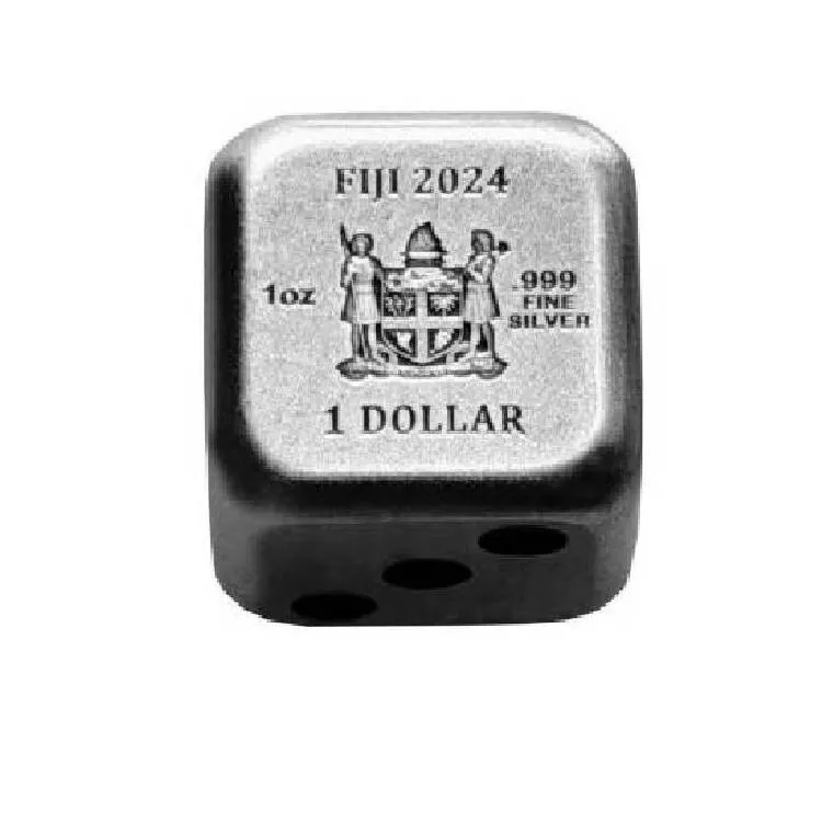 Picture of 2024 Fiji Year of the Dragon Rolling Dice 1 oz Colorized Antique Silver Coin