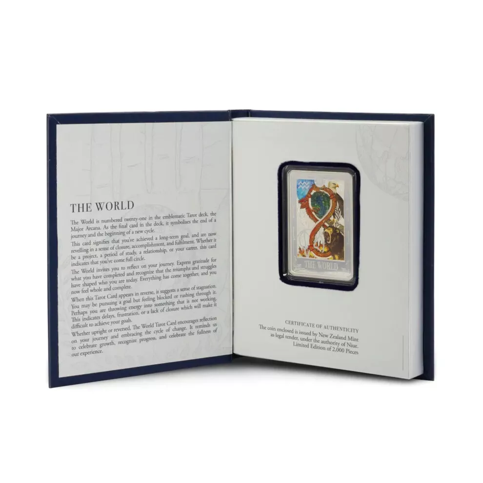 Picture of 2025 Agoro Tarot Card - The World 1 oz Colorized Silver Coin