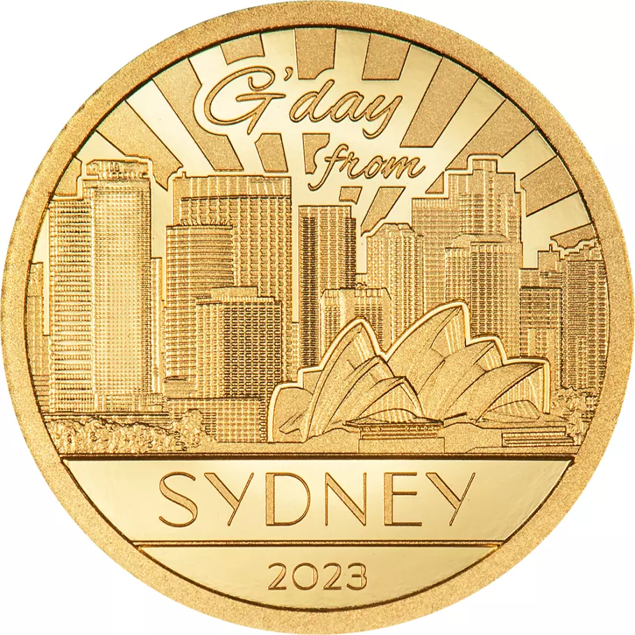 Picture of 2023 CIT Big City Lights Sydney 0.5 Gram Proof Gold Coin - In Capsule w/ Coa