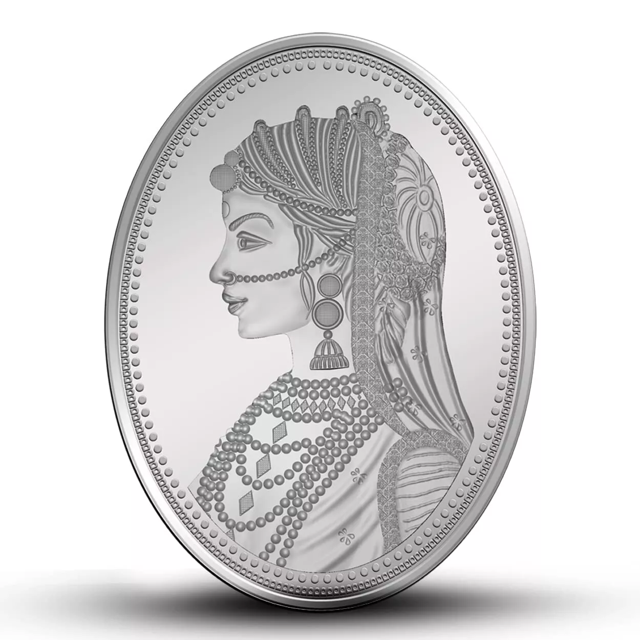 Picture of Pamp MMTC Princess Oval Shaped 50 Gram Silver Coin - In Card
