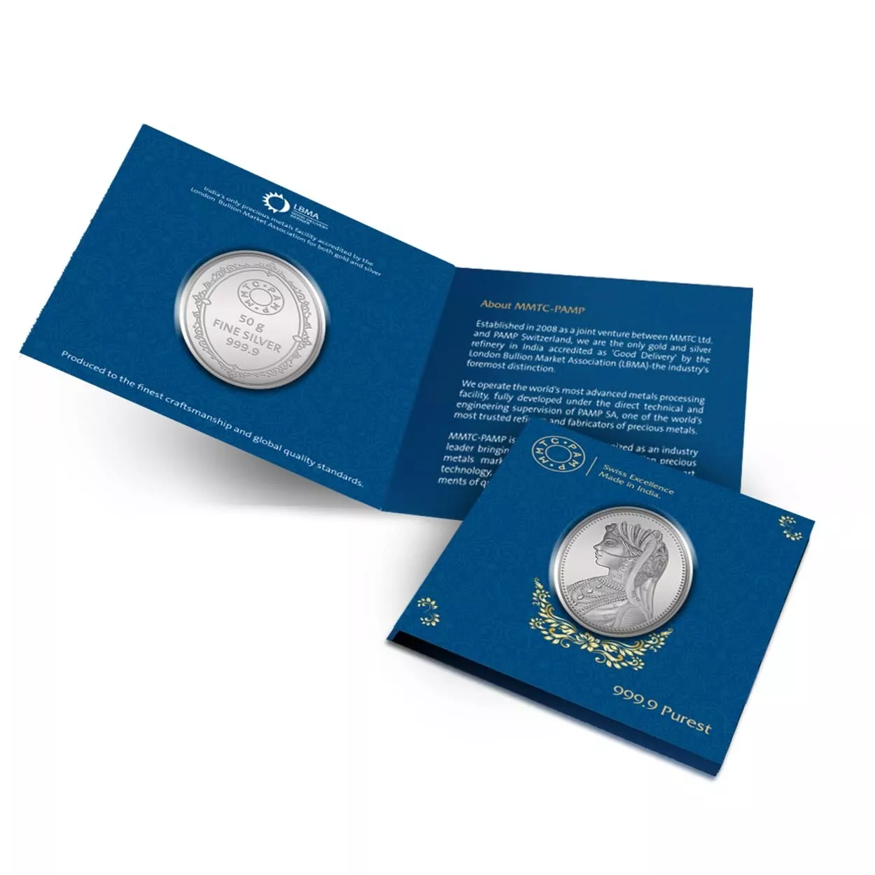 Picture of Pamp MMTC Princess Oval Shaped 50 Gram Silver Coin - In Card