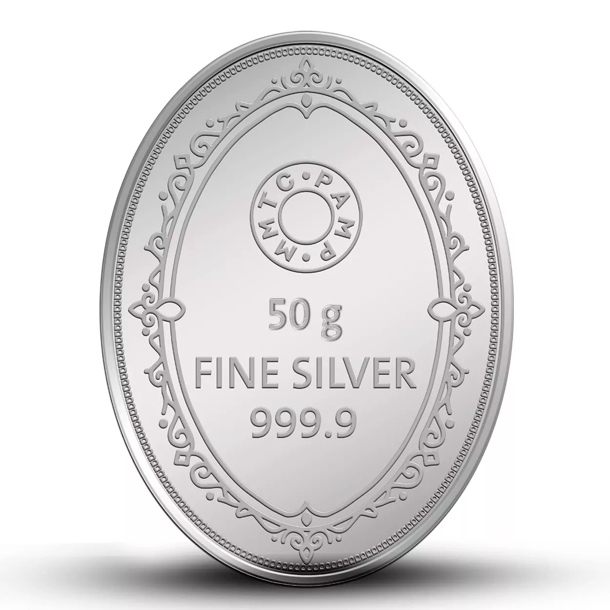 Picture of Pamp MMTC King Oval Shaped 50 Gram Silver Coin - In Card