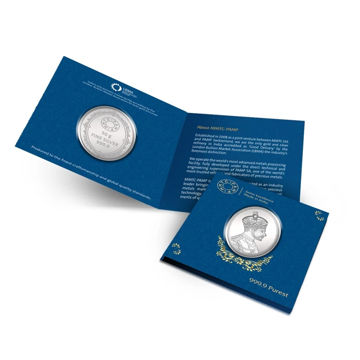 Picture of Pamp MMTC Prince Oval Shaped 50 Gram Silver Coin - In Card