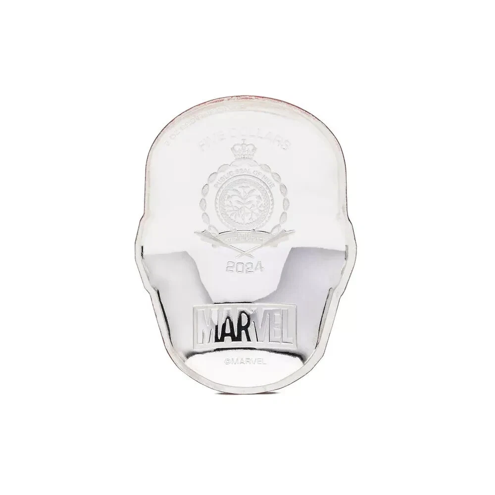 Picture of 2024 Agoro Marvel Avengers 2D Iron-Man Helmet 5 oz Colorized Silver Coin