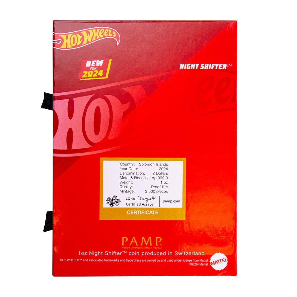 Picture of 2024 Pamp Suisse Hot Wheels Night Shifter Holiday Mystery Box 1 oz Silver Coin