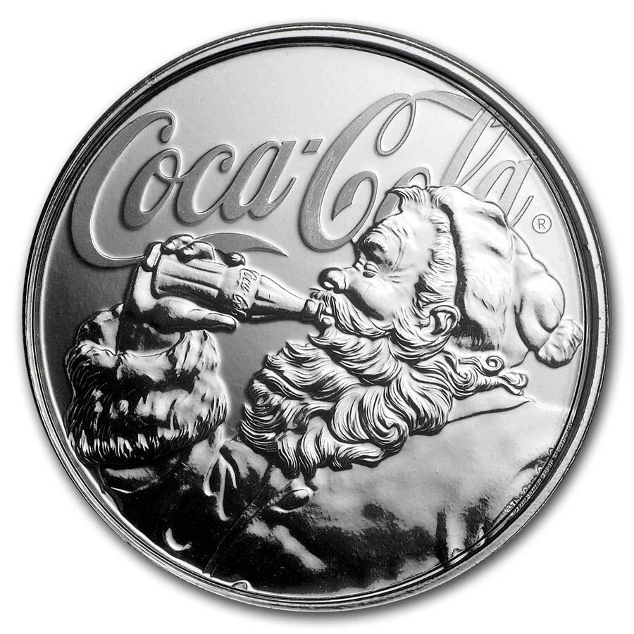 Picture of 2019 Scottsdale Mint Coca-Cola Holiday Santa 1 oz Silver Coin - In Assay