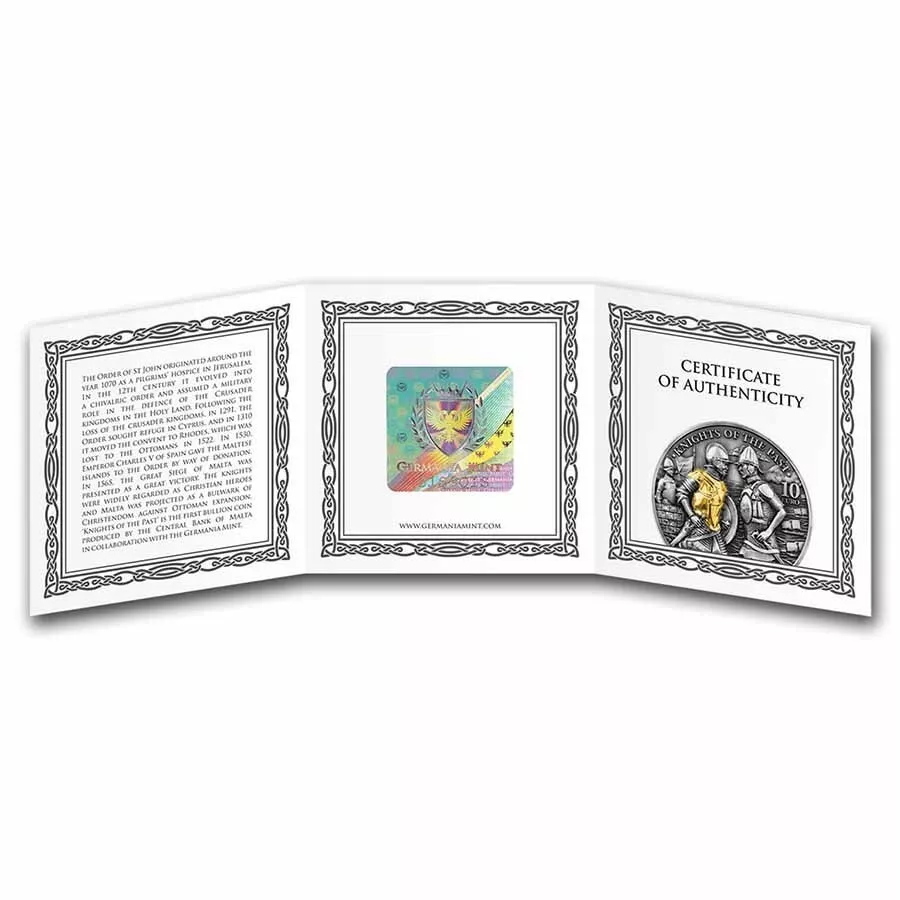 Picture of 2022 Germania Mint Knights of the Past 2 oz Antiqued Gilded Silver Coin (READ)