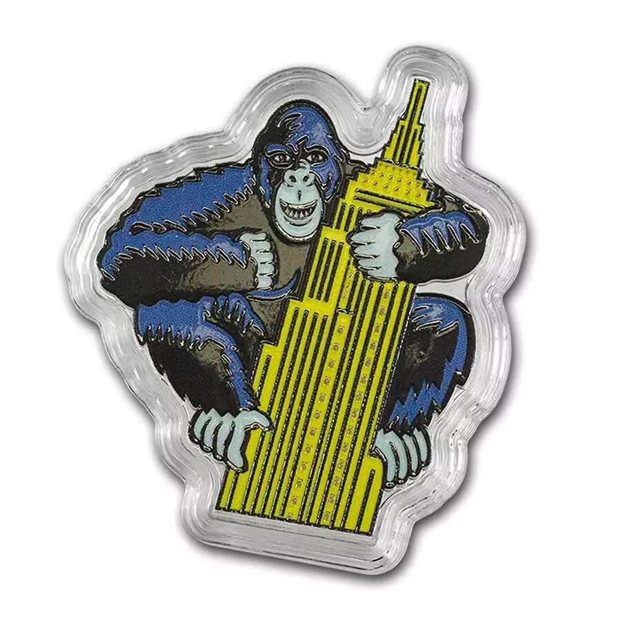 Picture of 2023 Pamp Suisse Burton Morris Gorilla Shaped 1 oz Colorized Silver Coin