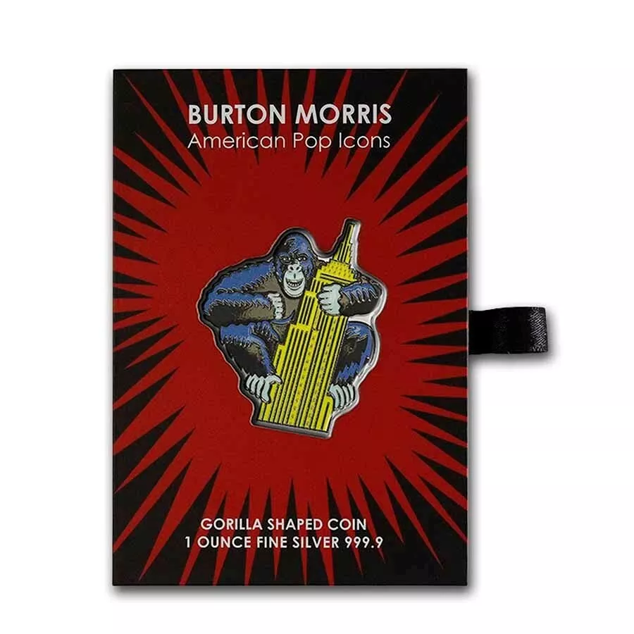 Picture of 2023 Pamp Suisse Burton Morris Gorilla Shaped 1 oz Colorized Silver Coin