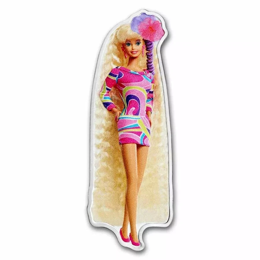 Picture of 2024 Pamp Suisse Totally Hair Barbie Shaped 1 oz Colorized Silver Coin