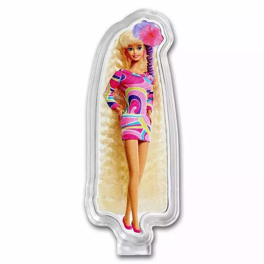 Picture of 2024 Pamp Suisse Totally Hair Barbie Shaped 1 oz Colorized Silver Coin