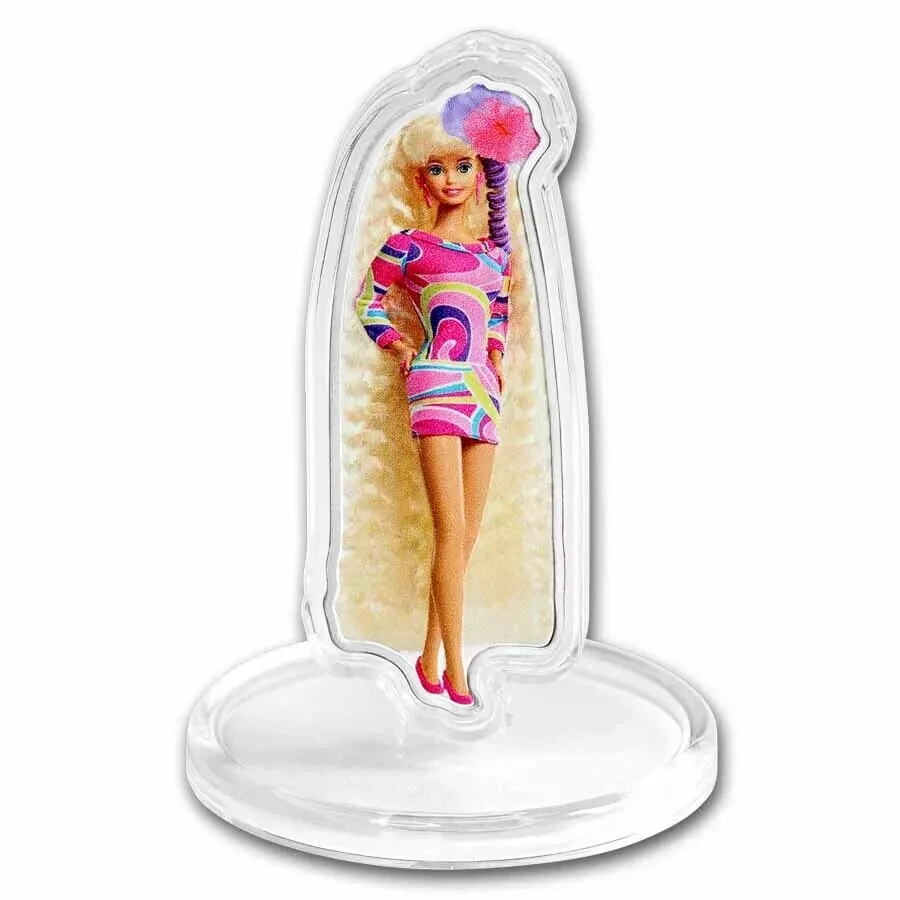 Picture of 2024 Pamp Suisse Totally Hair Barbie Shaped 1 oz Colorized Silver Coin