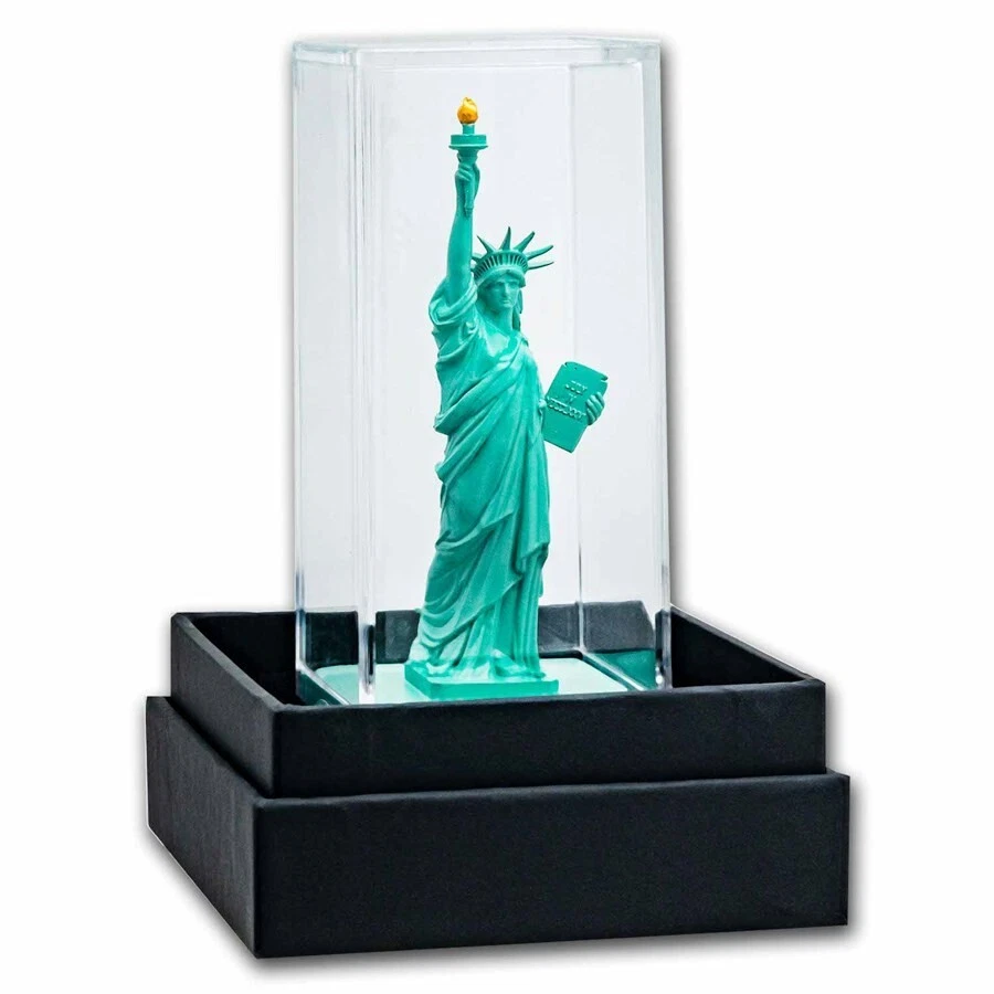 Picture of 2024 Samoa 3D Statue of Liberty 5 oz Colorized Silver Figurine - Case, Box, COA