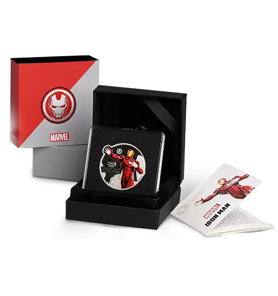 Picture of Pamp MMTC Marvel Iron-Man 1 oz Colorized Silver Coin (Capsule, Box, COA)