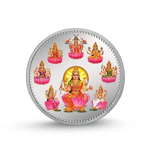 Picture of 2022 Pamp Mmtc Astha Laxmi 20 Gram Colorized Silver Coin - In Capsule / Box